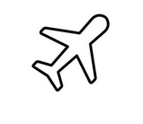Outline drawing of an airplane pet travel information