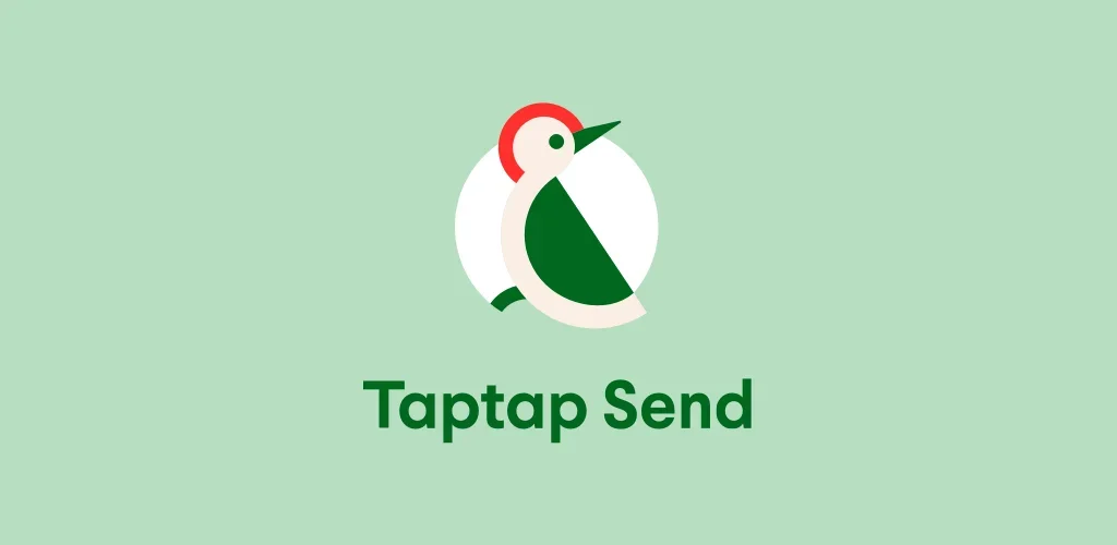 Logo of Taptap Send app featuring a stylized bird with green, white, and red accents, and the text "Taptap Send" below it.