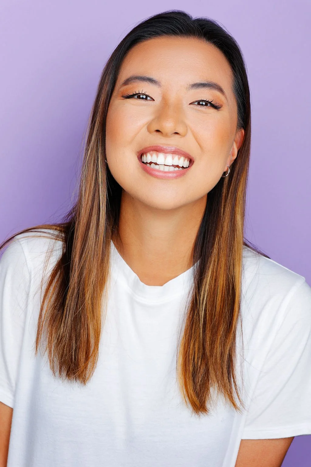 Candyce Ha commercial headshot. Casual, warm, girl next door.