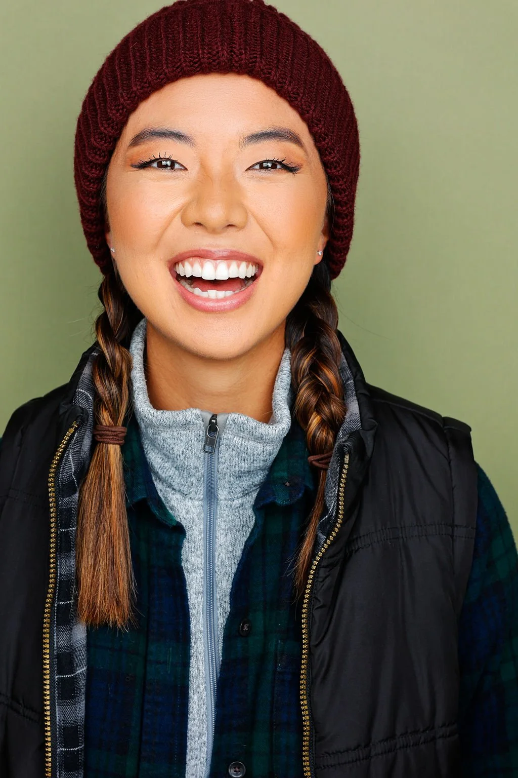 Candyce Ha commercial headshot. Outdoorsy, camping, nature, active.
