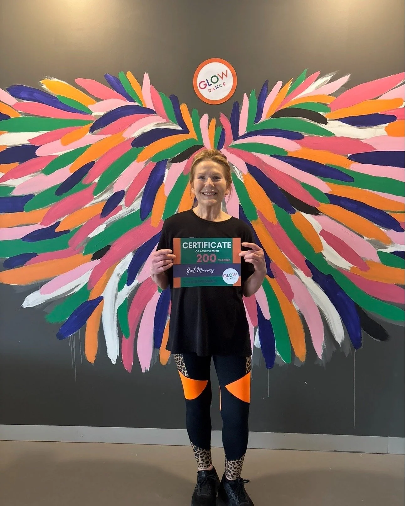 Congratulations GLOW ALL STAR Gail, who hit 200 lifetime classes this month.

Gail discovered GLOW DANCE via her love for ZUMBA, coming to an event back in early 2023. 

Always one for high energy moves and music that makes you smile, she was quietly
