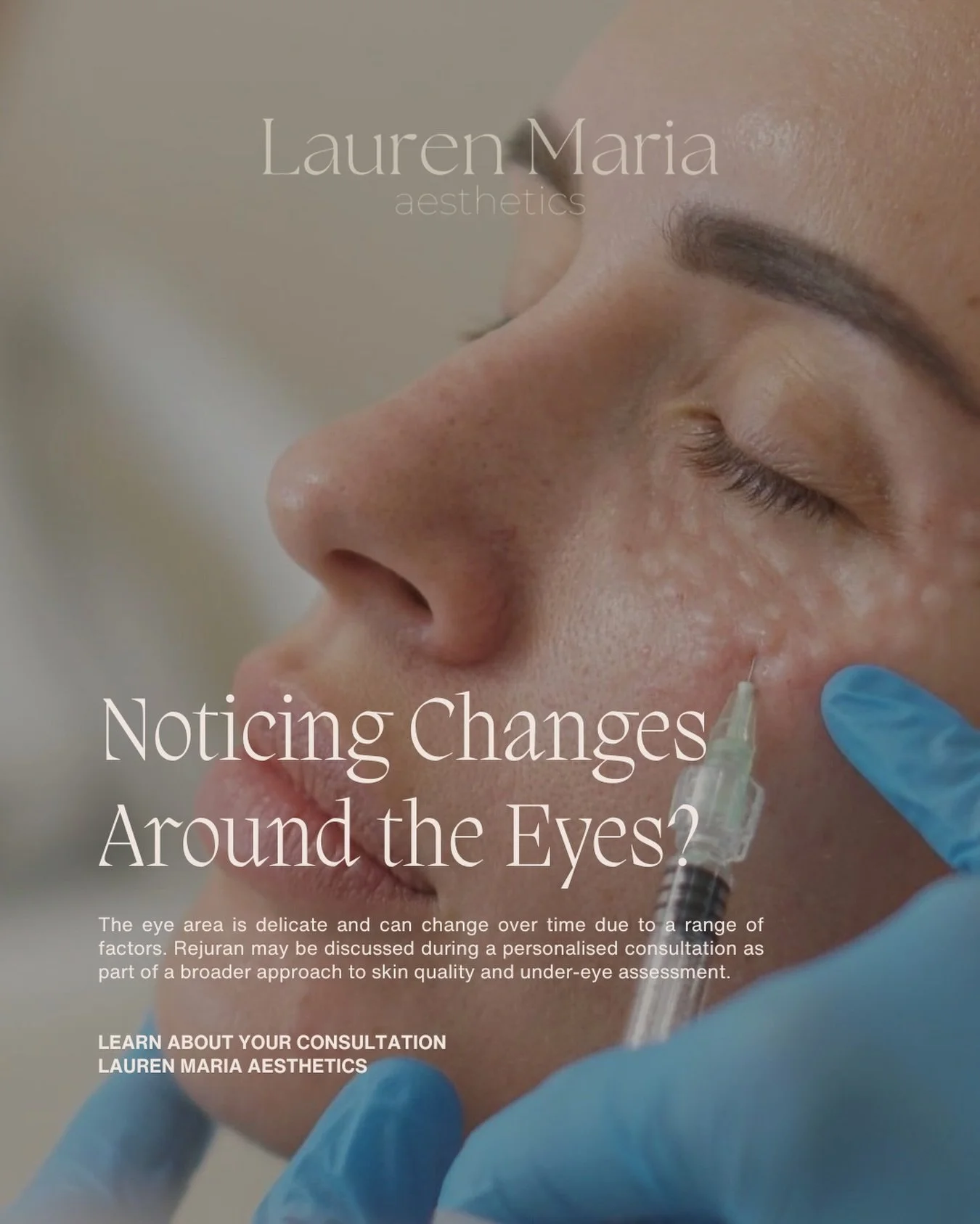 Looking to improve your under eye skin quality?

The eye area is delicate and often one of the first places we notice changes in hydration, texture and elasticity. A personalised consultation allows us to determine whether treatments like Rejuran i m