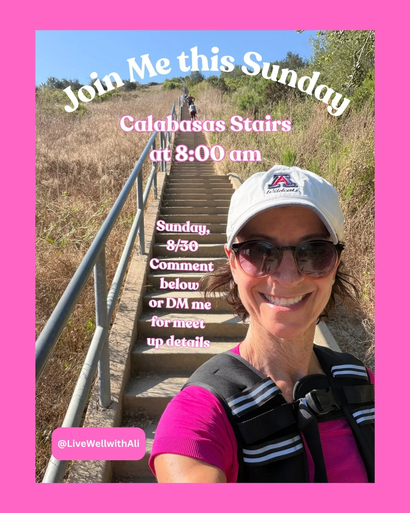 Hey ladies! Ever wanted to try the Calabasas Stairs? Join me this Sunday at 8:00 am! Weather is looking great for Sunday!