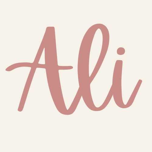 The word 'Ali' written in pink script font on a light background.