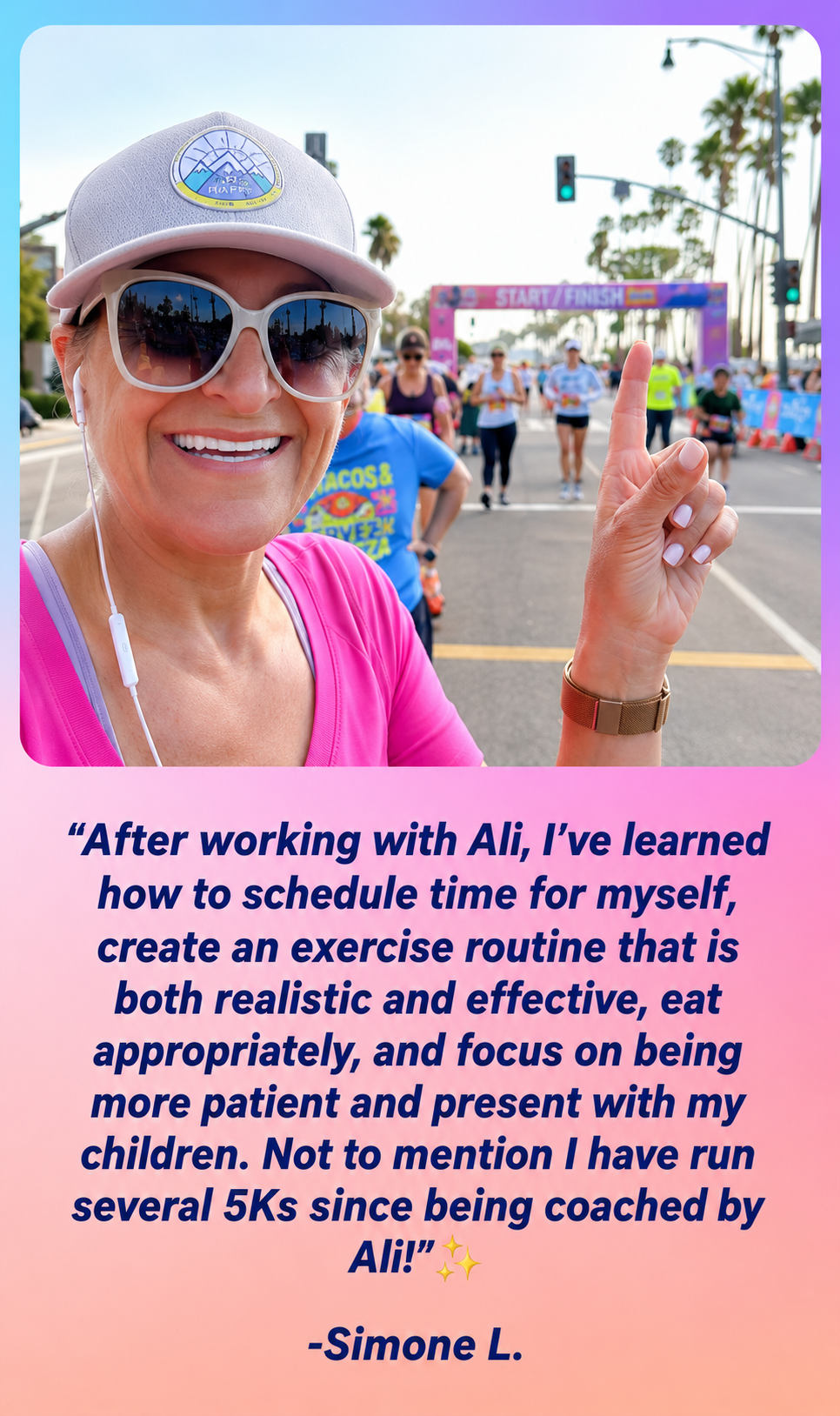 Client testimonial for Ali Kamen health and life coaching