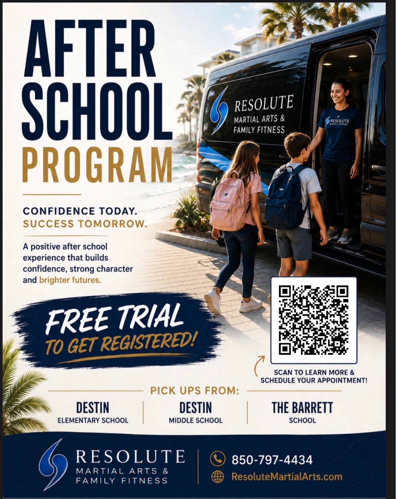 🚨 ONLY 5 AFTER SCHOOL SPOTS LEFT! 🚨

If you&rsquo;ve been thinking about Resolute for your child this school year, now is the time.

For over 15 years, Destin families have trusted our After School Program for safe transportation, structure, martia
