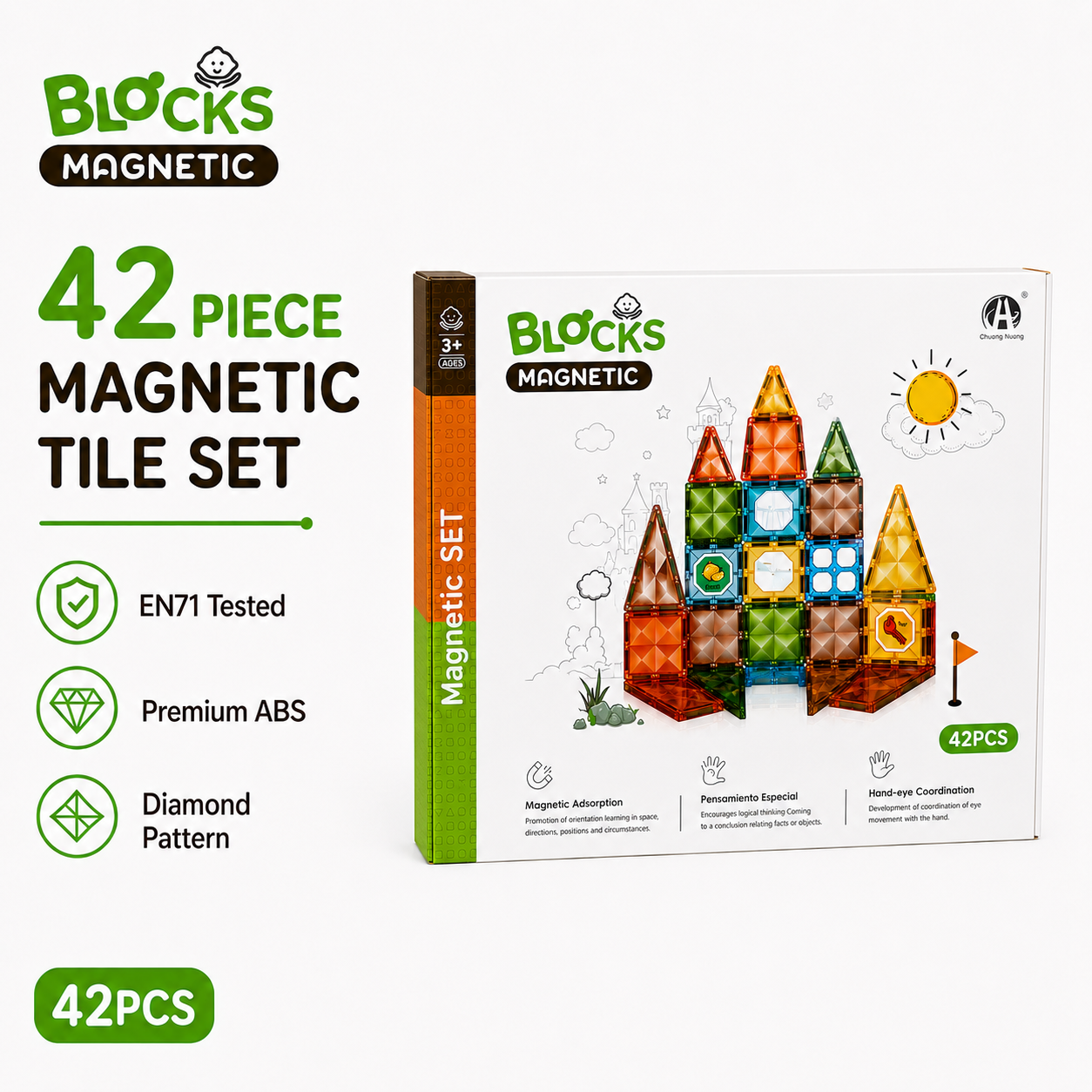 42-Piece Diamond Magtiles Set - Castle