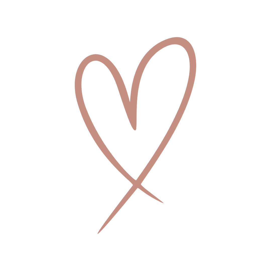 Simple outline of a heart in pinkish-brown color with a black background.