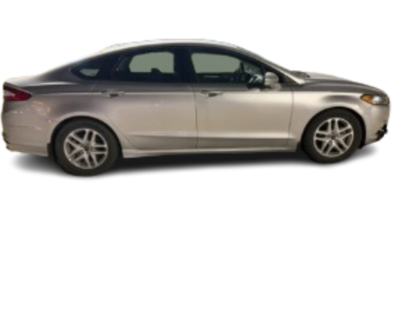 Silver Ford Fusion rental car