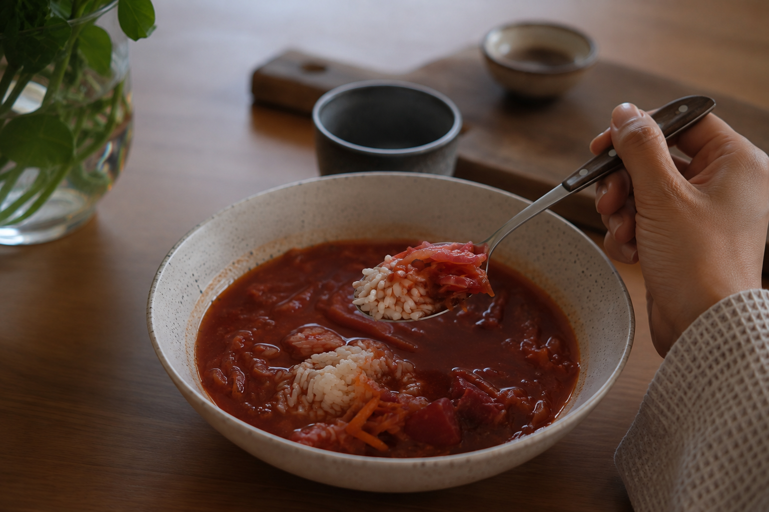 Borscht with rice