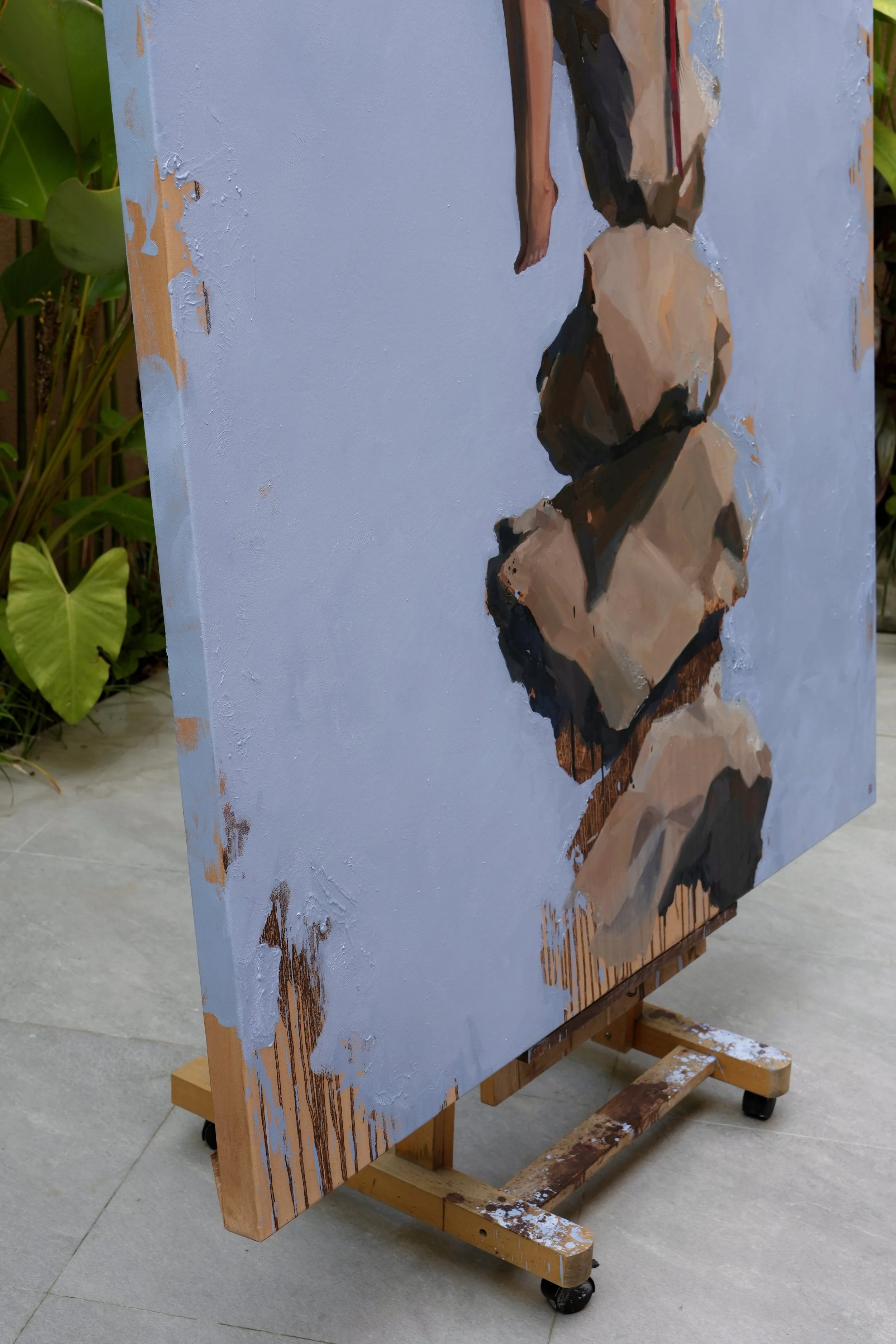 Cairn – side view of the canvas showing the 5 cm depth and the painted edges of the stretcher