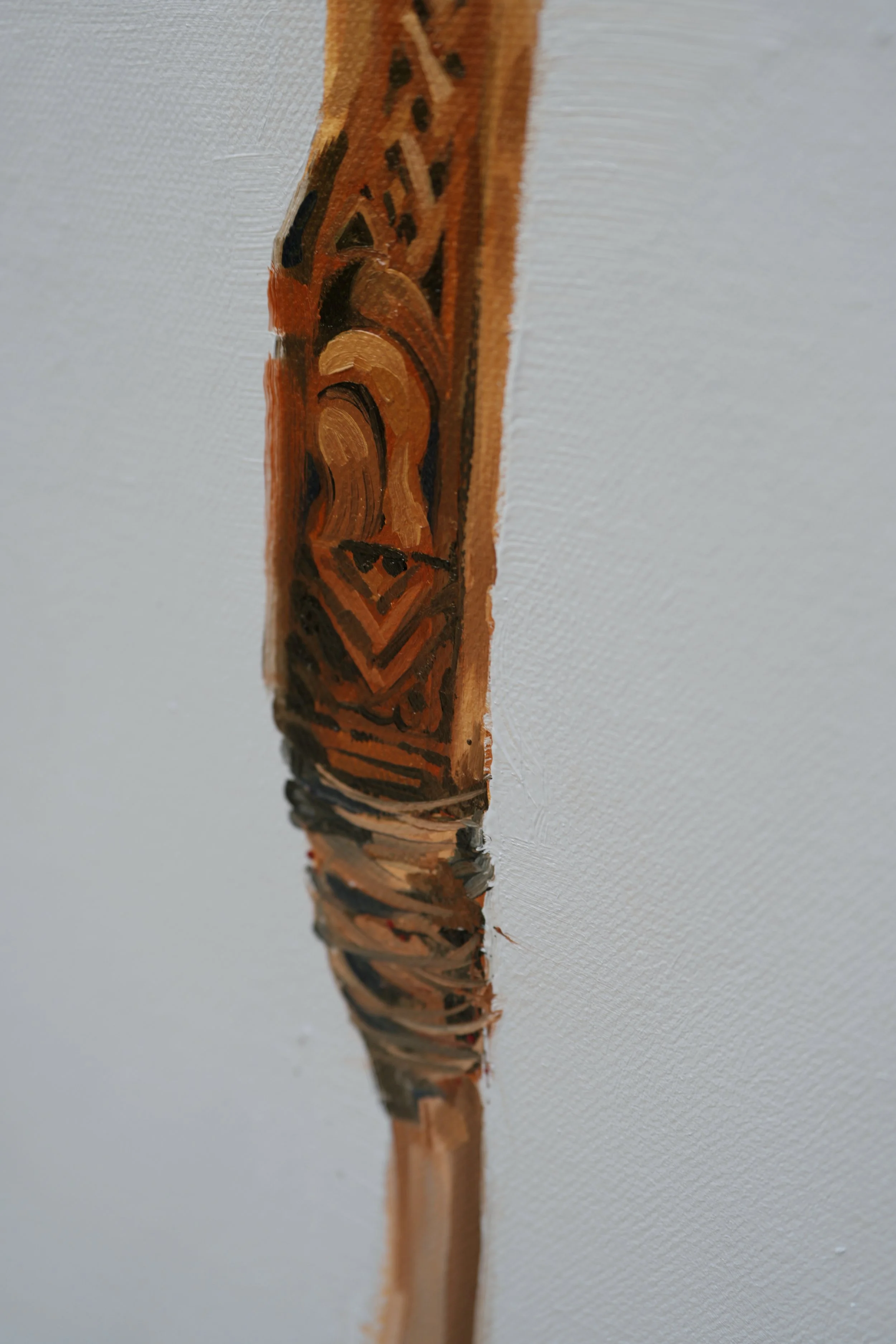 Carved ornament on the bow grip painted in oil, detail from Given by Marina Ogai