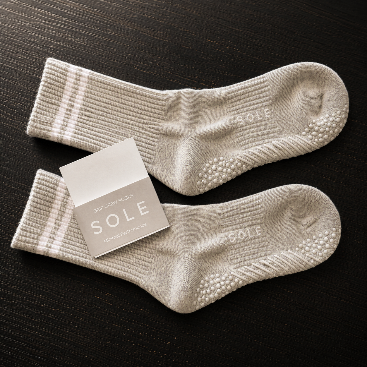 GREY GRIP CREW SOCKS