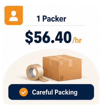 Job advertisement for a package packer, earning $56.40 per hour, emphasizing careful packing.