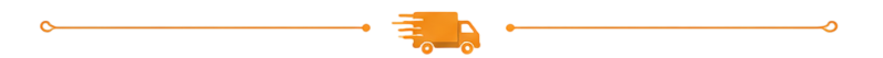 Orange rope with a truck-shaped section in the middle, against a white background.