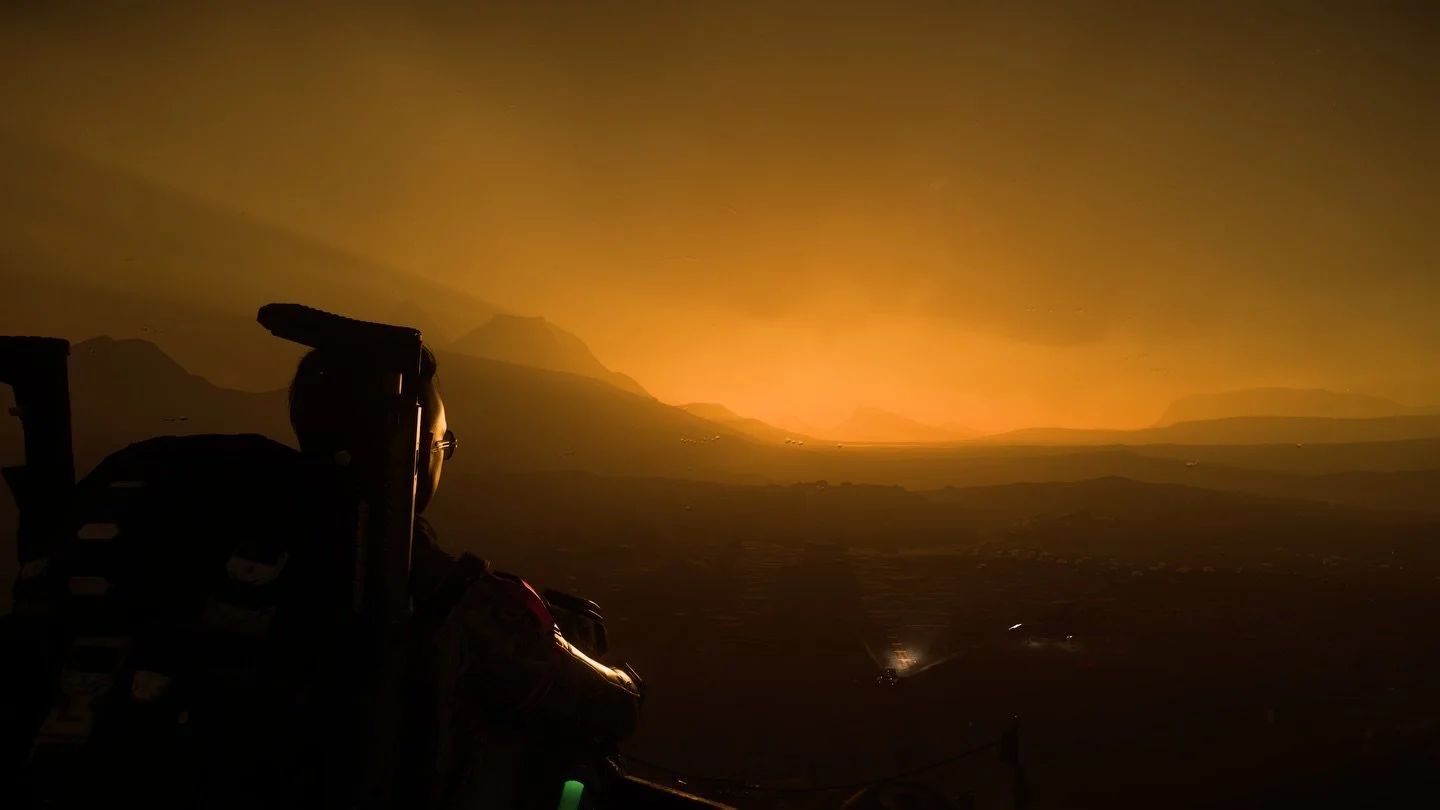 The lighting in this patch for Star Citizen is unbelievable.  This game has me slowing way down more and more to just take in the natural beauty of the worlds they have been making.  Shadows being projected from the mountains and valleys from a star 