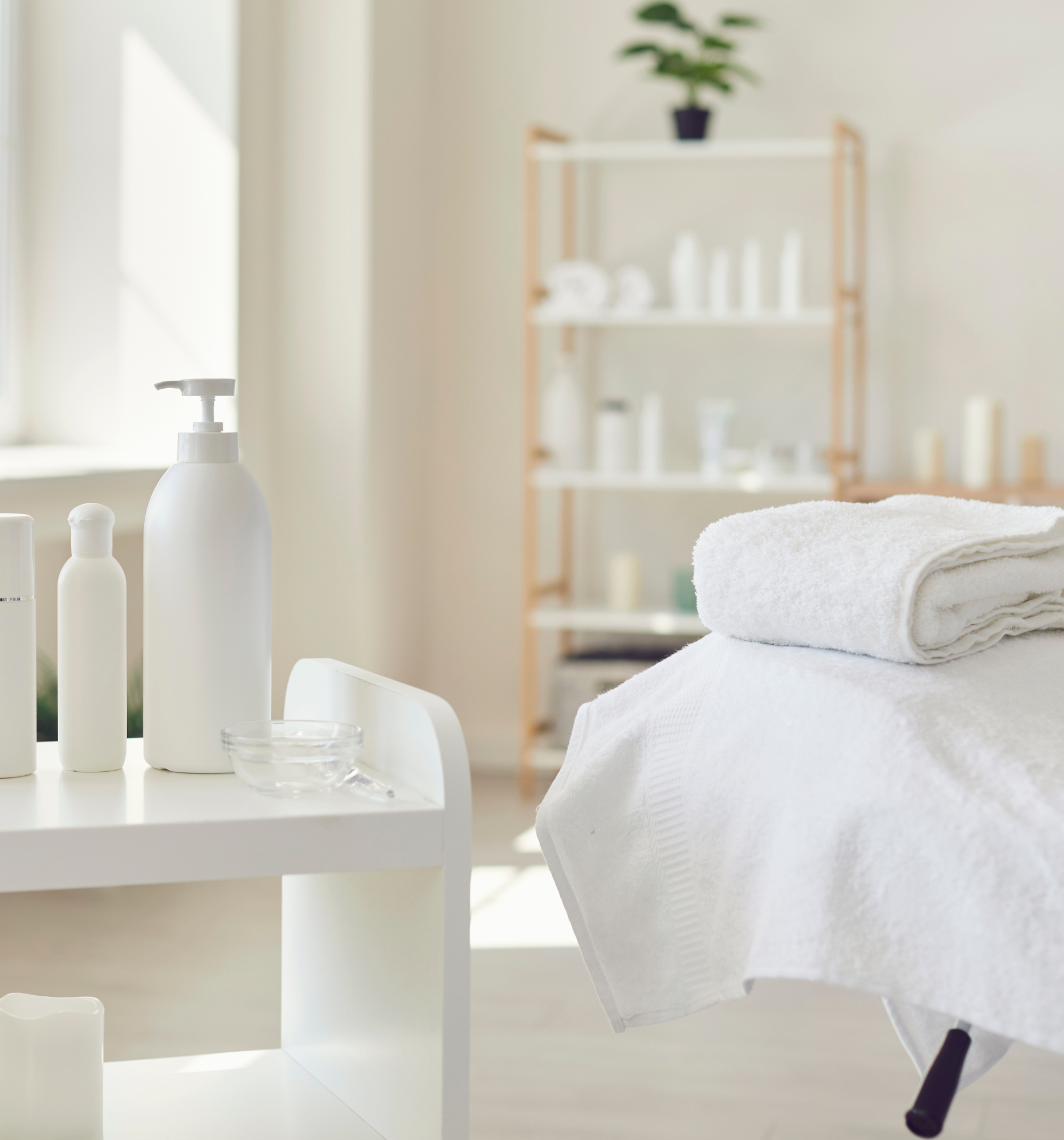 Professional skincare treatment room featuring clean spa products and a relaxing environment at TOR by Chiquita.