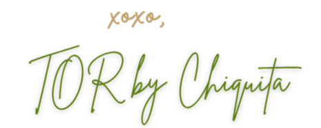 TOR by Chiquita logo featuring elegant green and gold script for a licensed esthetician in Irving, Texas.