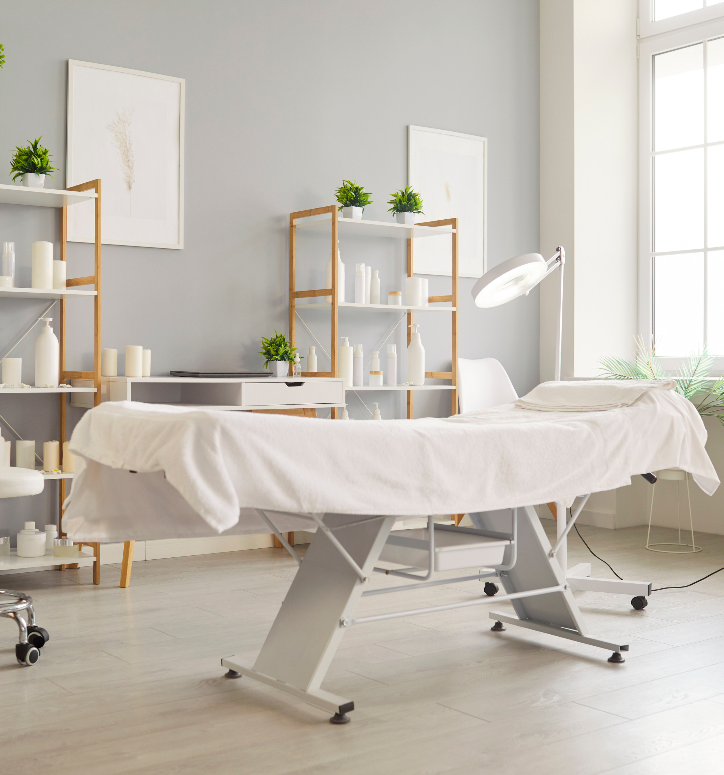 Professional skincare treatment room featuring clean spa products and a relaxing environment at TOR by Chiquita.