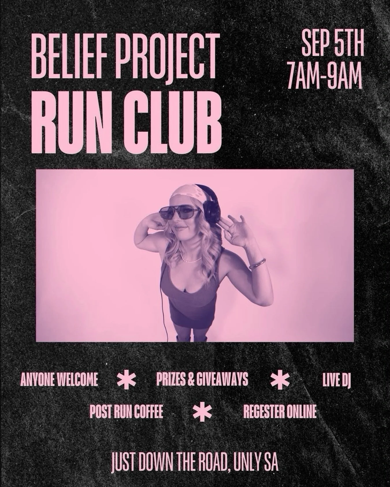DJing for  @the.beliefproject 5000 this Saturday!

Community, giveaways, coffee and plenty of tunes while you get your morning kms in ☕🏃&zwj;♂️🎧

📍 Just Down The Road, Unley

⏰ 7AM-9AM

📱 Register via the link in my bio 

See you bright and early