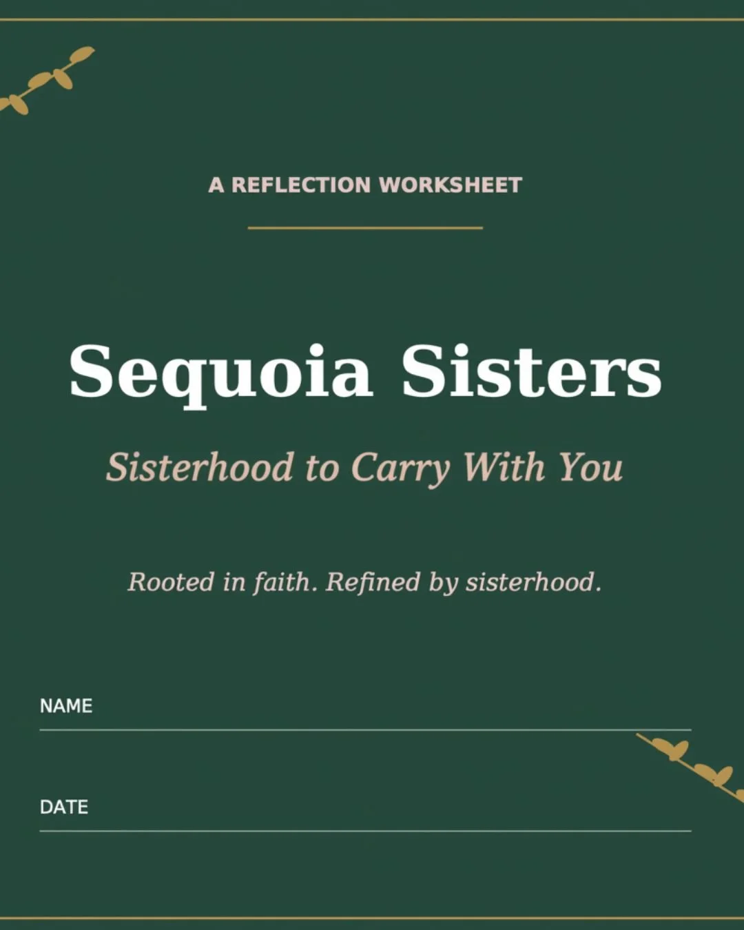 Sisterhood to Carry with you Worksheet