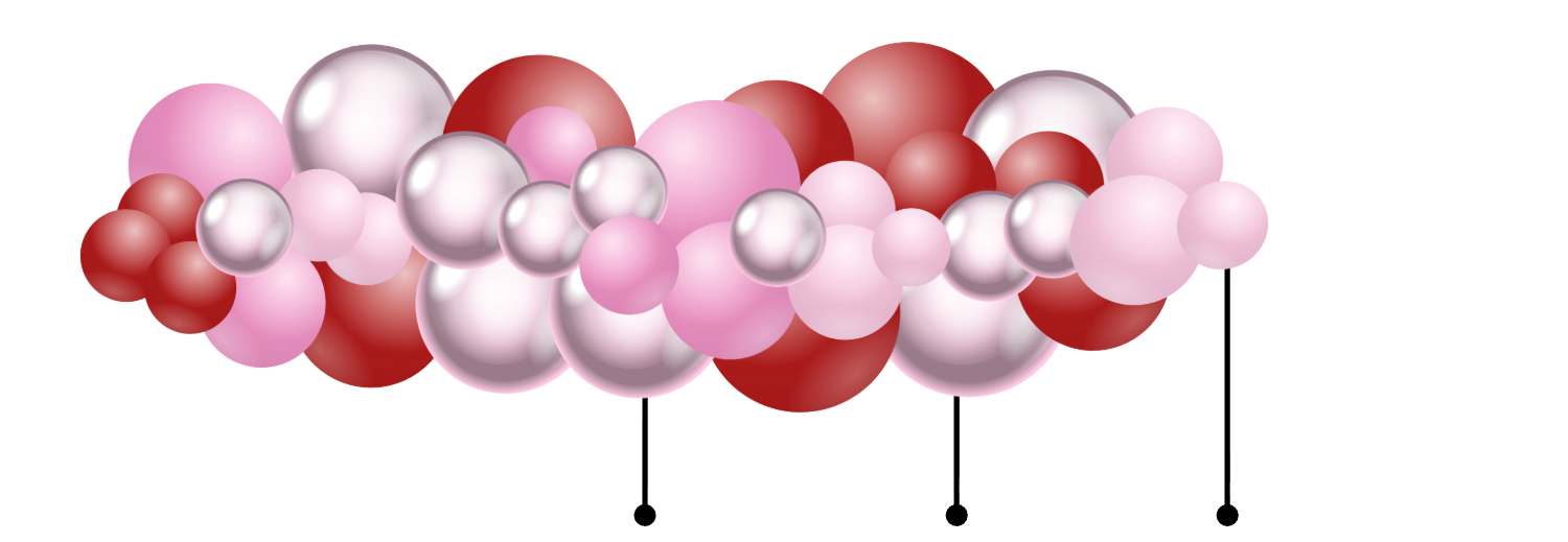 Pink, red and white organic grab & go balloon garland.