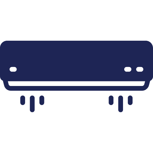 Simple line drawing of a split air conditioner unit.