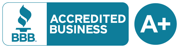 Better Business Bureau accredited business badge with an A+ rating.