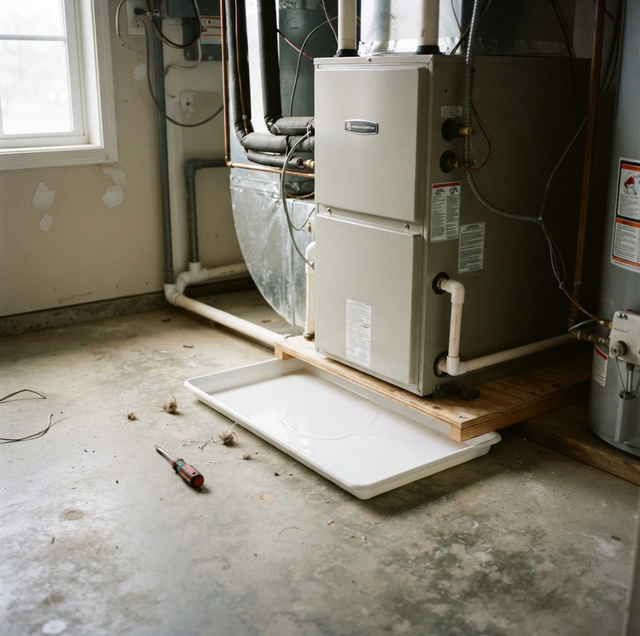 home air conditioner PVC drain pipe clogged with algae slime