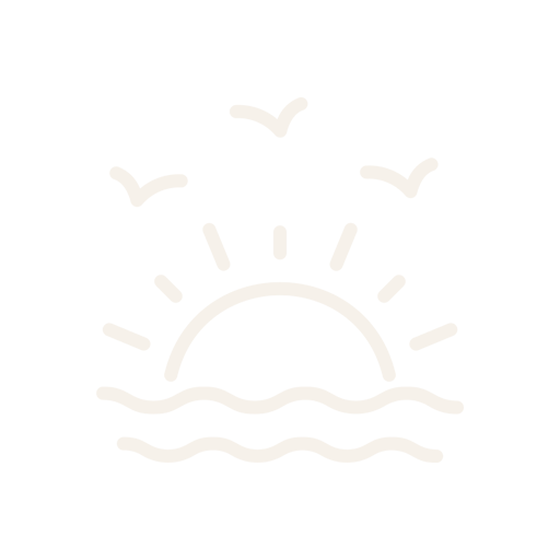 Sunrise over water with three birds flying in the sky