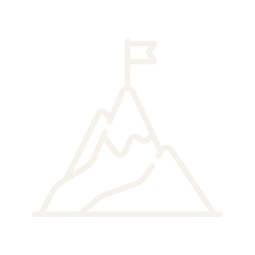 Line drawing of a mountain with a flag at the peak.