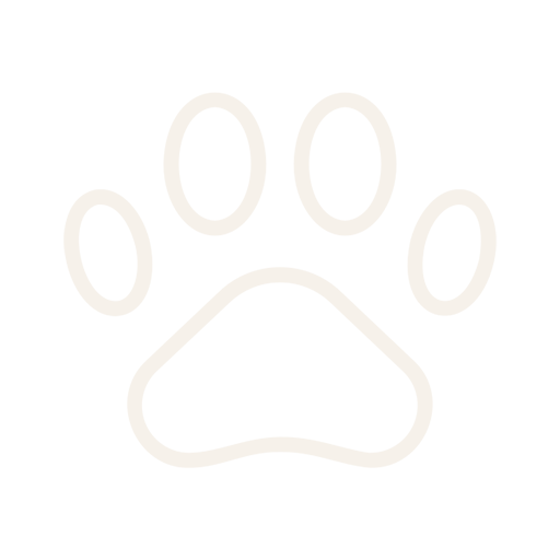 White paw print icon on black background.