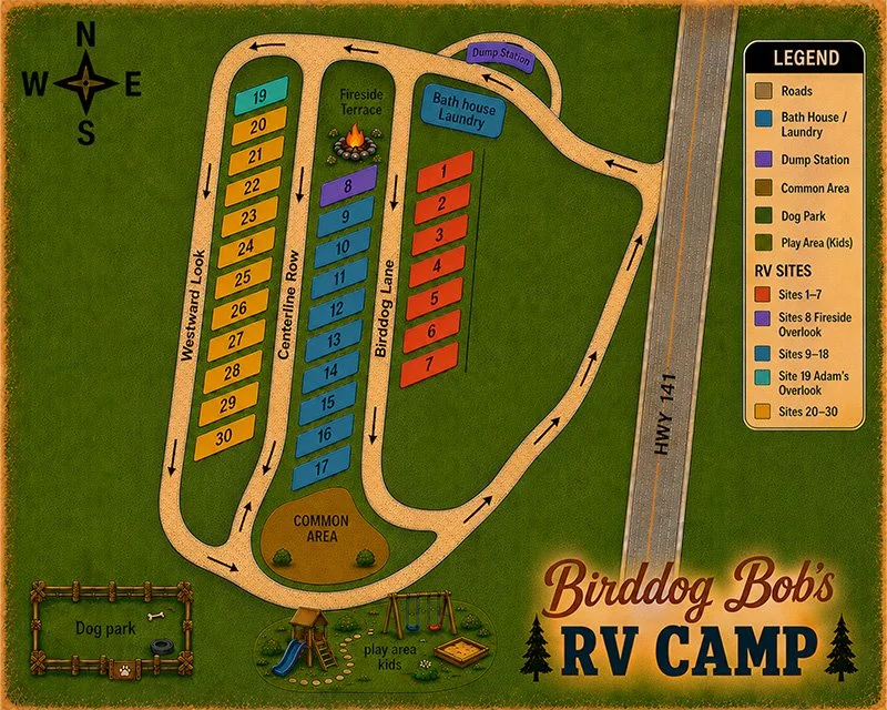 Birddog Bob's RV Camp map