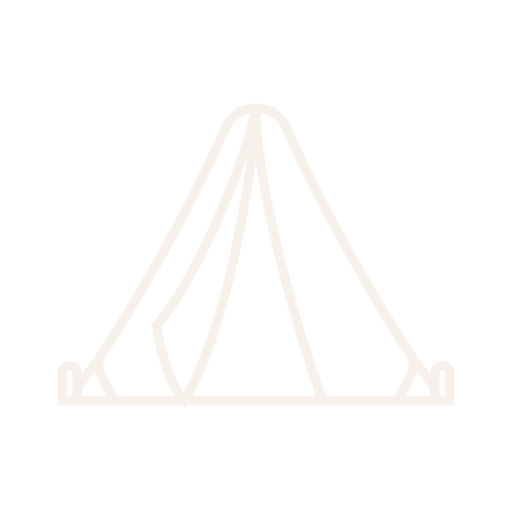 Outline of a tent against a black background.