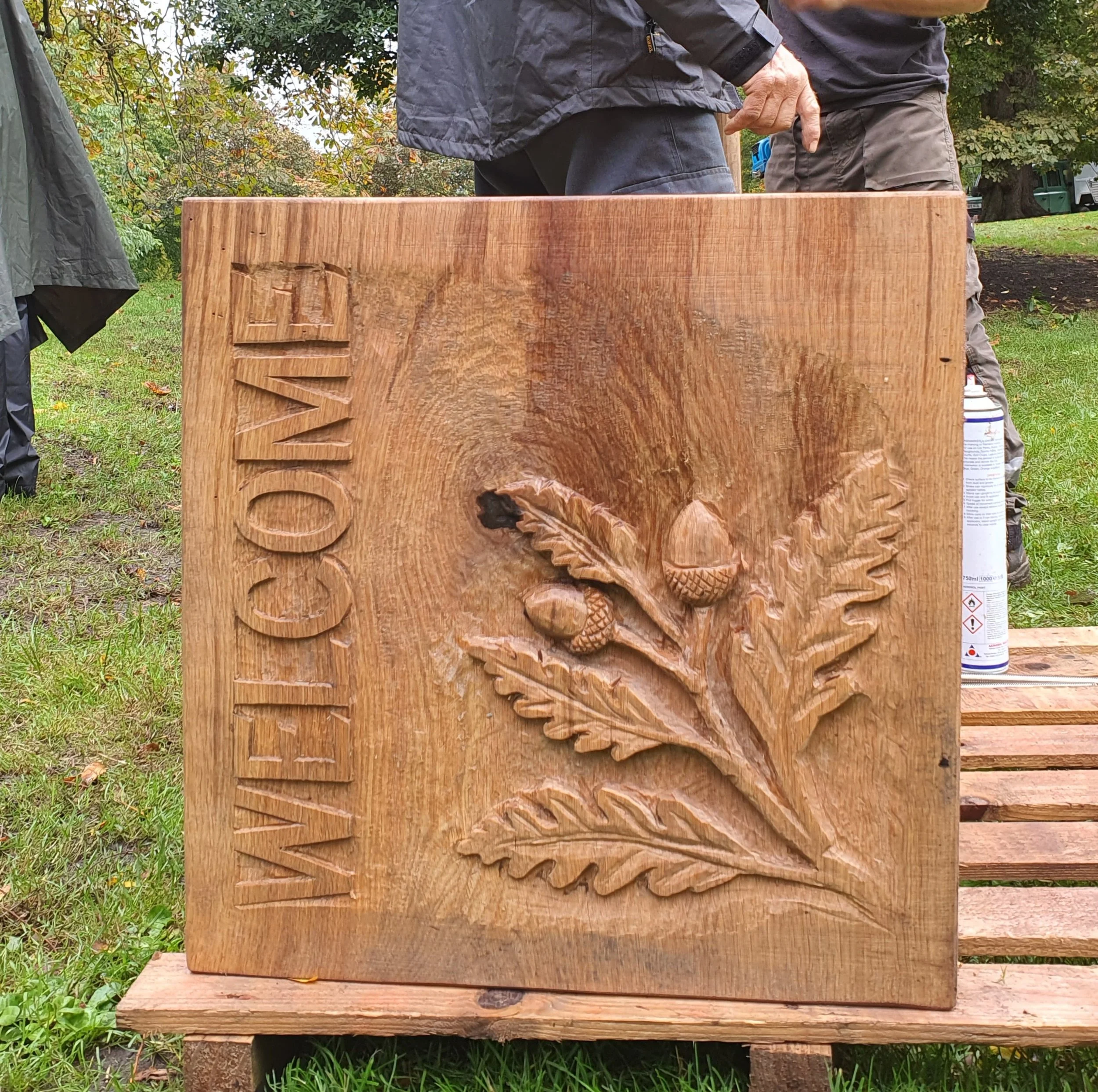 Installation of carved Oak cubes.jpg