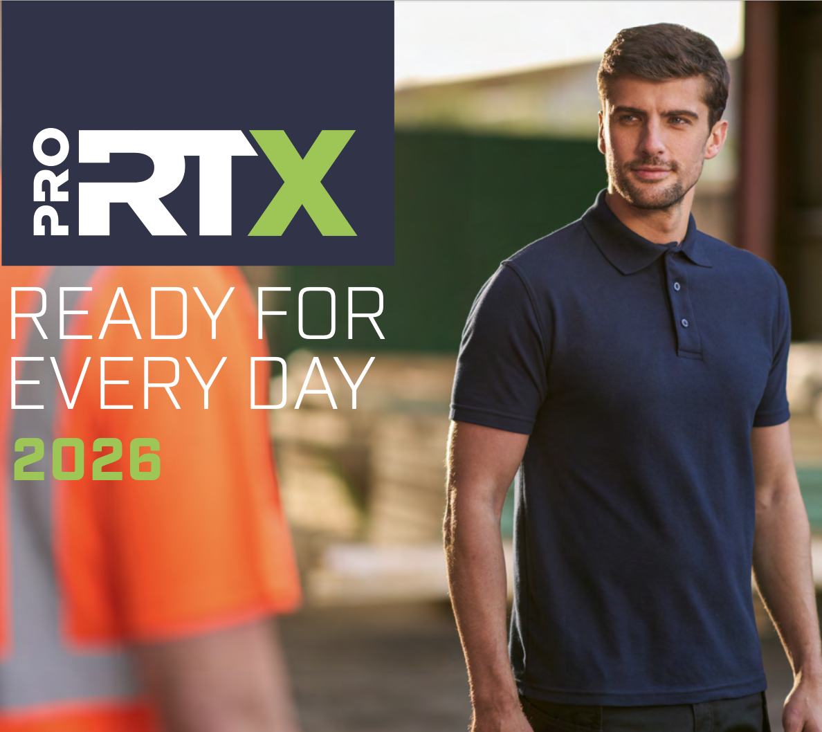 A man in a navy blue polo shirt standing outdoors with a serious expression, with a blurred background, alongside a graphic promoting the Nvidia GeForce RTX 4060 graphics card with the text 'Pro RTX Ready for Every Day 2026'.