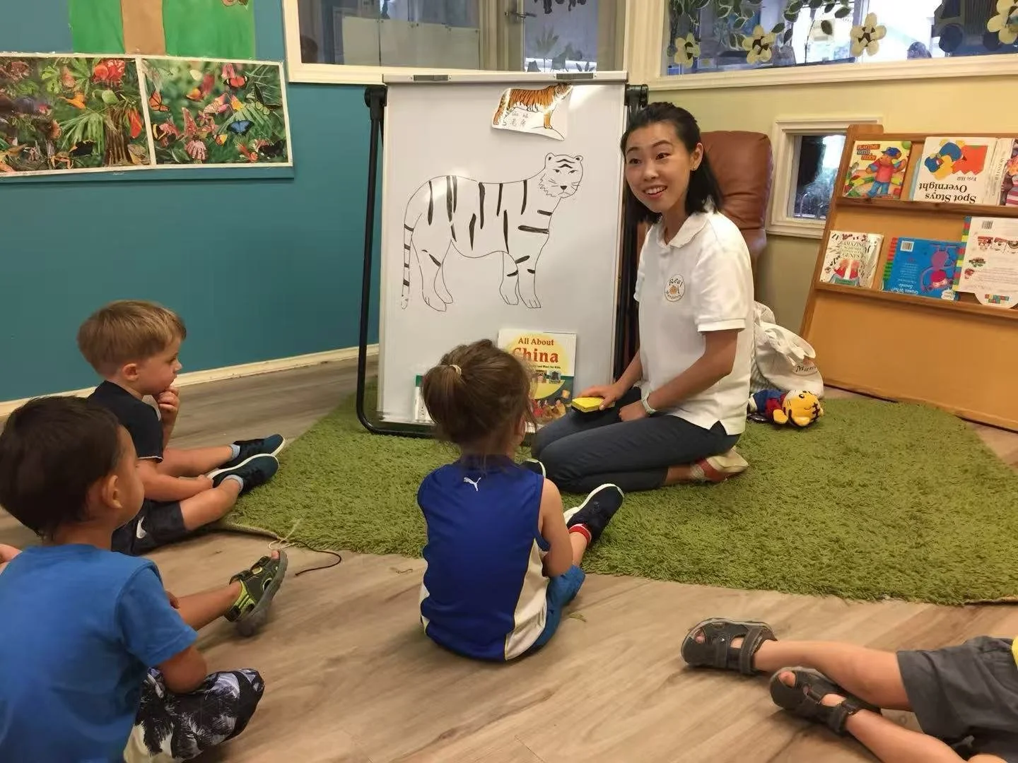 Young children joining a Mandarin session during a kindergarten incursion in Melbourne's east