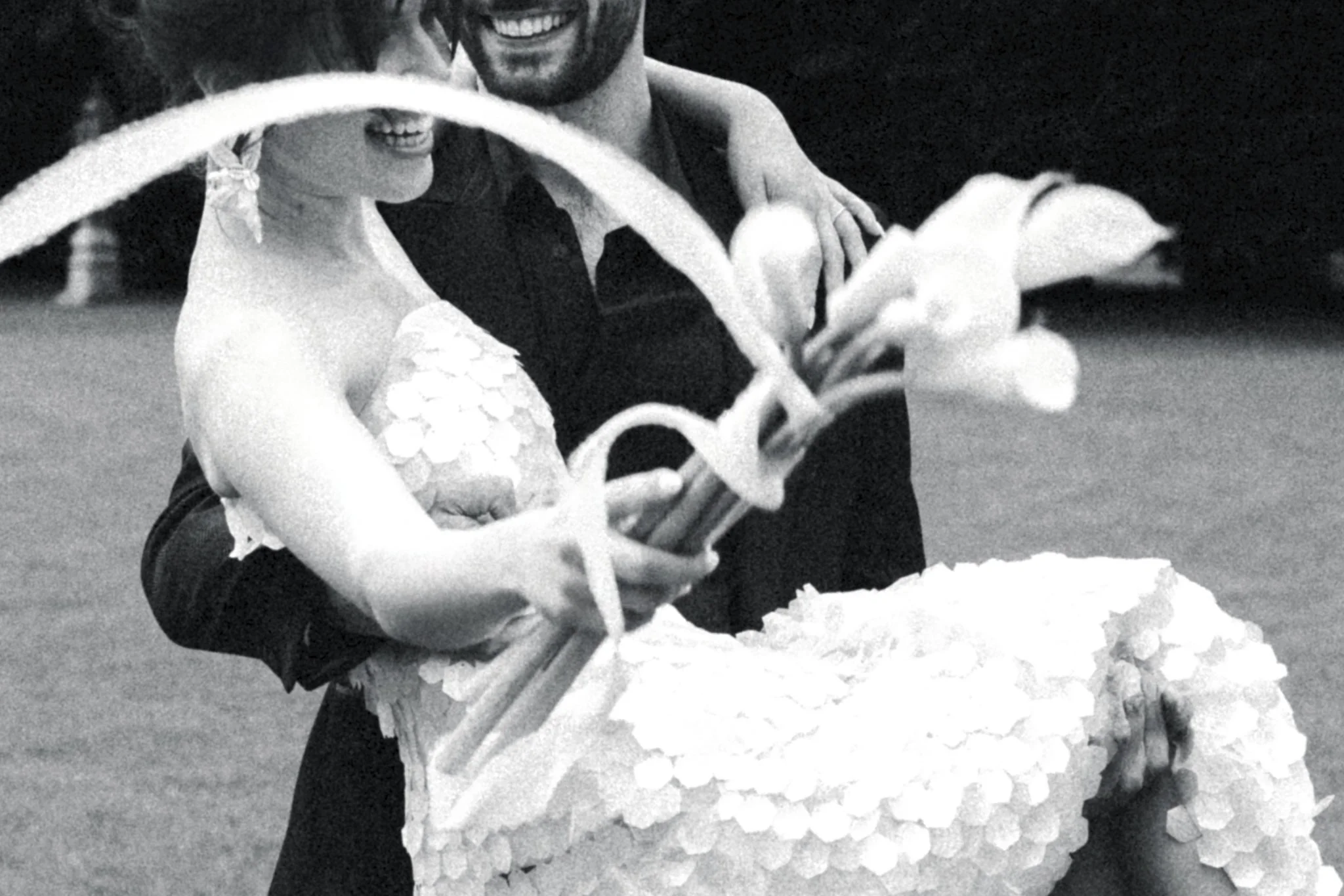 Bride and groom in a natural smilling moment
