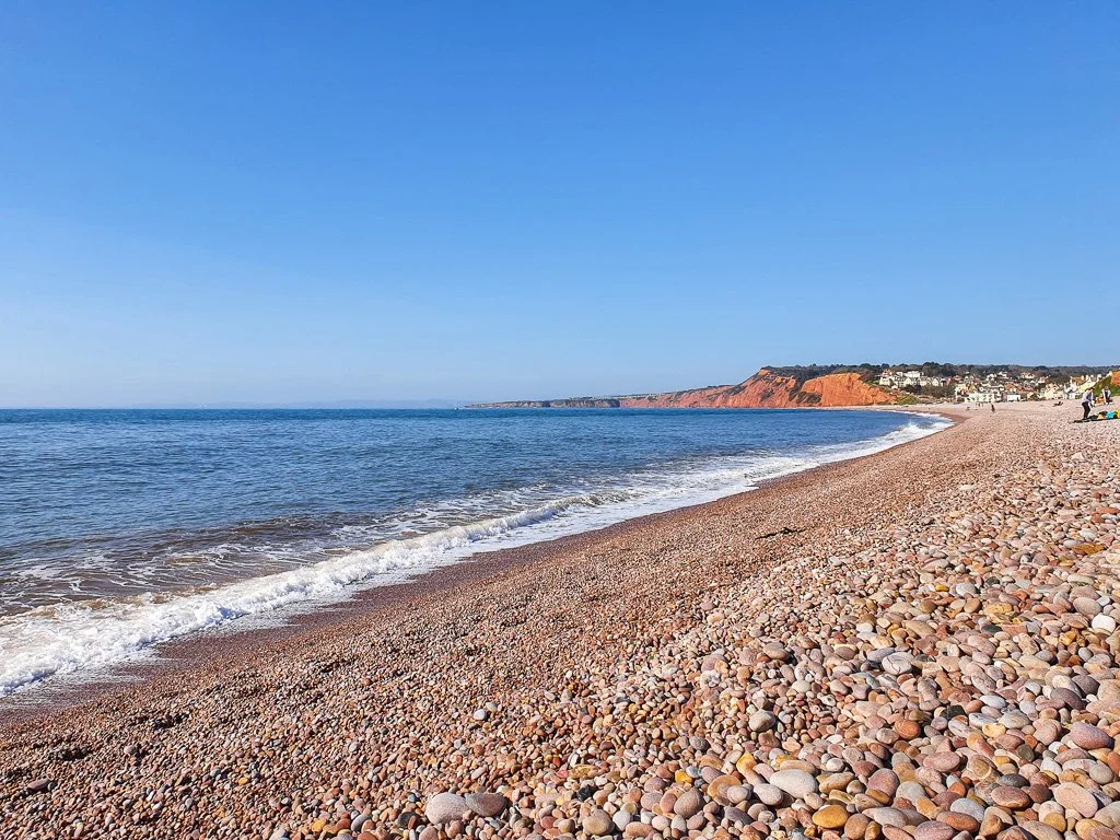 Scenic view of Budleigh Beach, Devon.