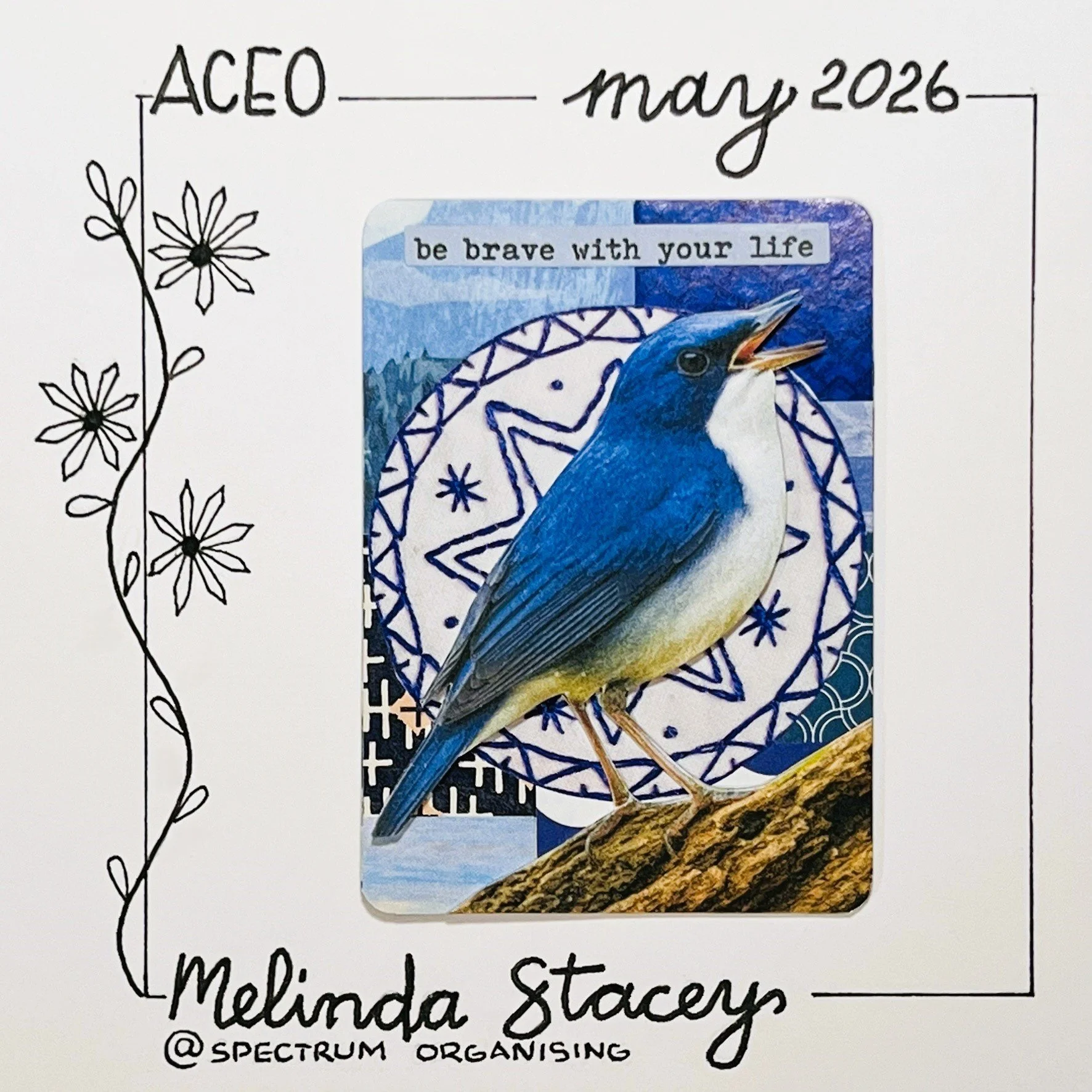 3D Collage ACEO - Blue Bird - 01/01