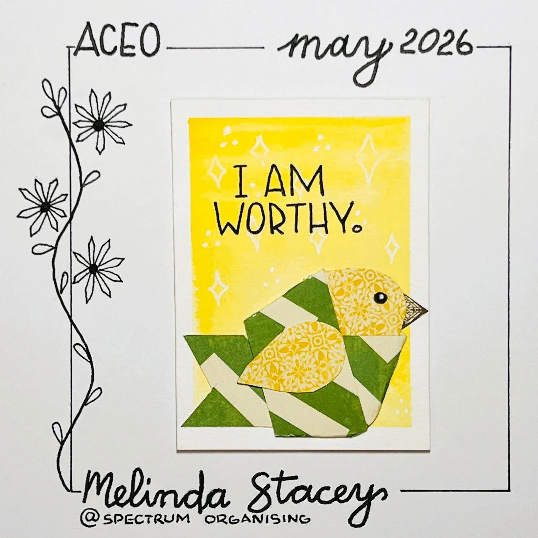 Birdy Affirmation ACEO - I Am Worthy - 28/40