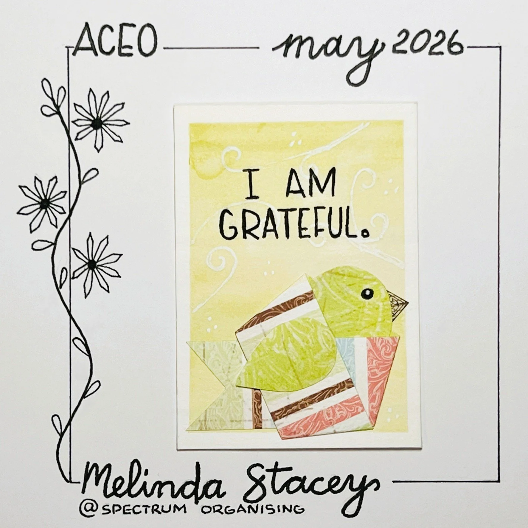 Birdy Affirmation ACEO - I Am Grateful - 04/40