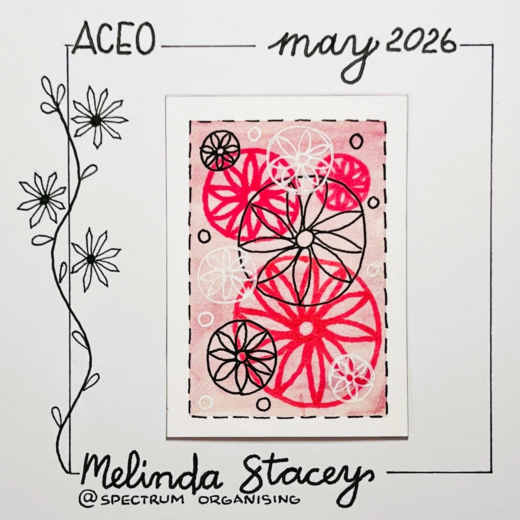 Mindful Doodles ACEO - Pink Flowers - 01/01