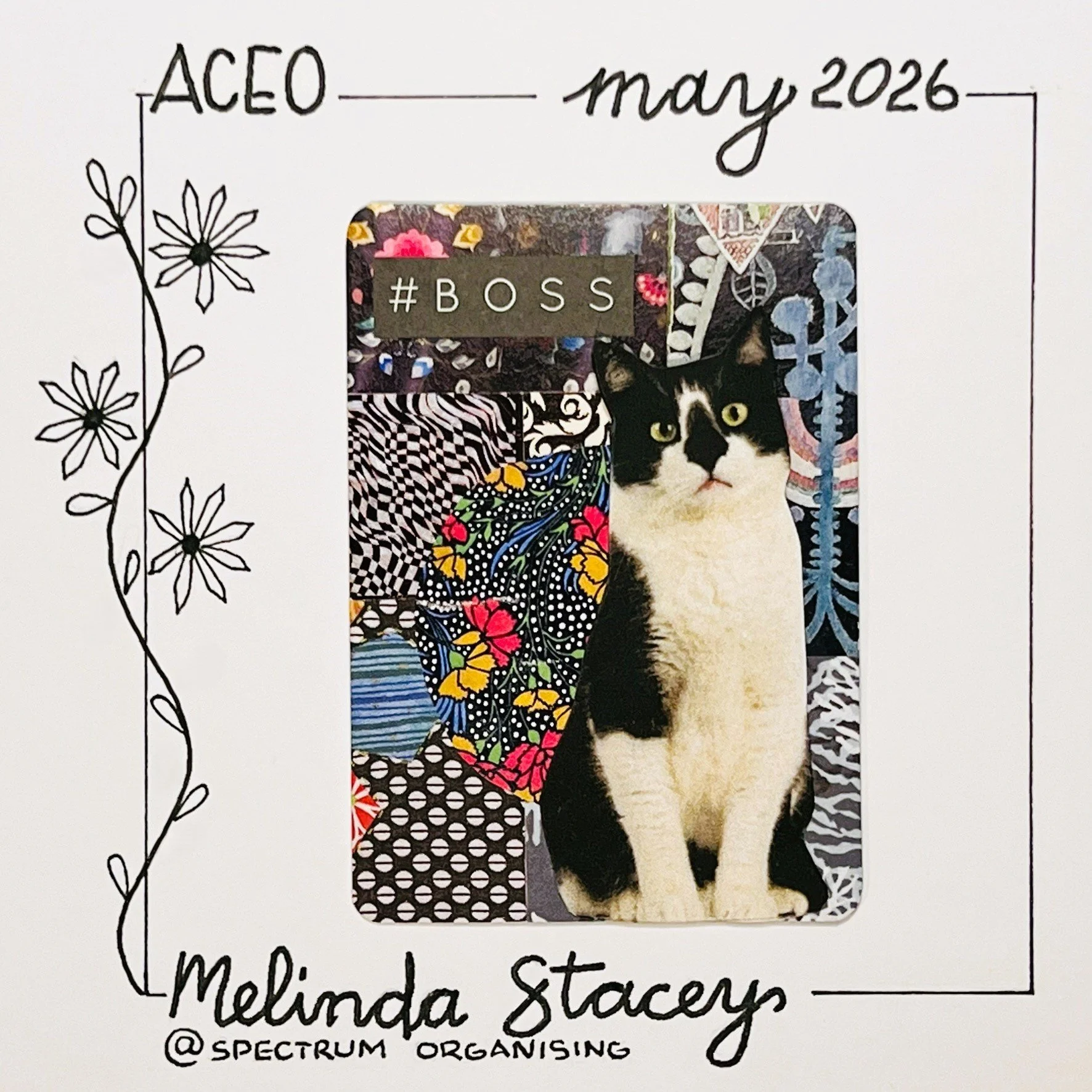 3D Collage ACEO - Tuxedo Cat - 01/01