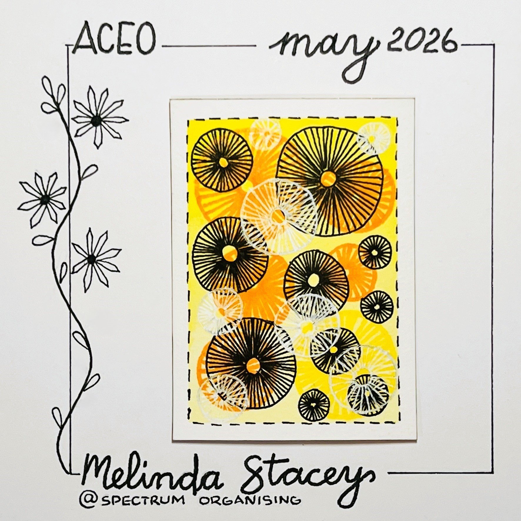 Mindful Doodles ACEO - Yellow Pinwheels - 01/01
