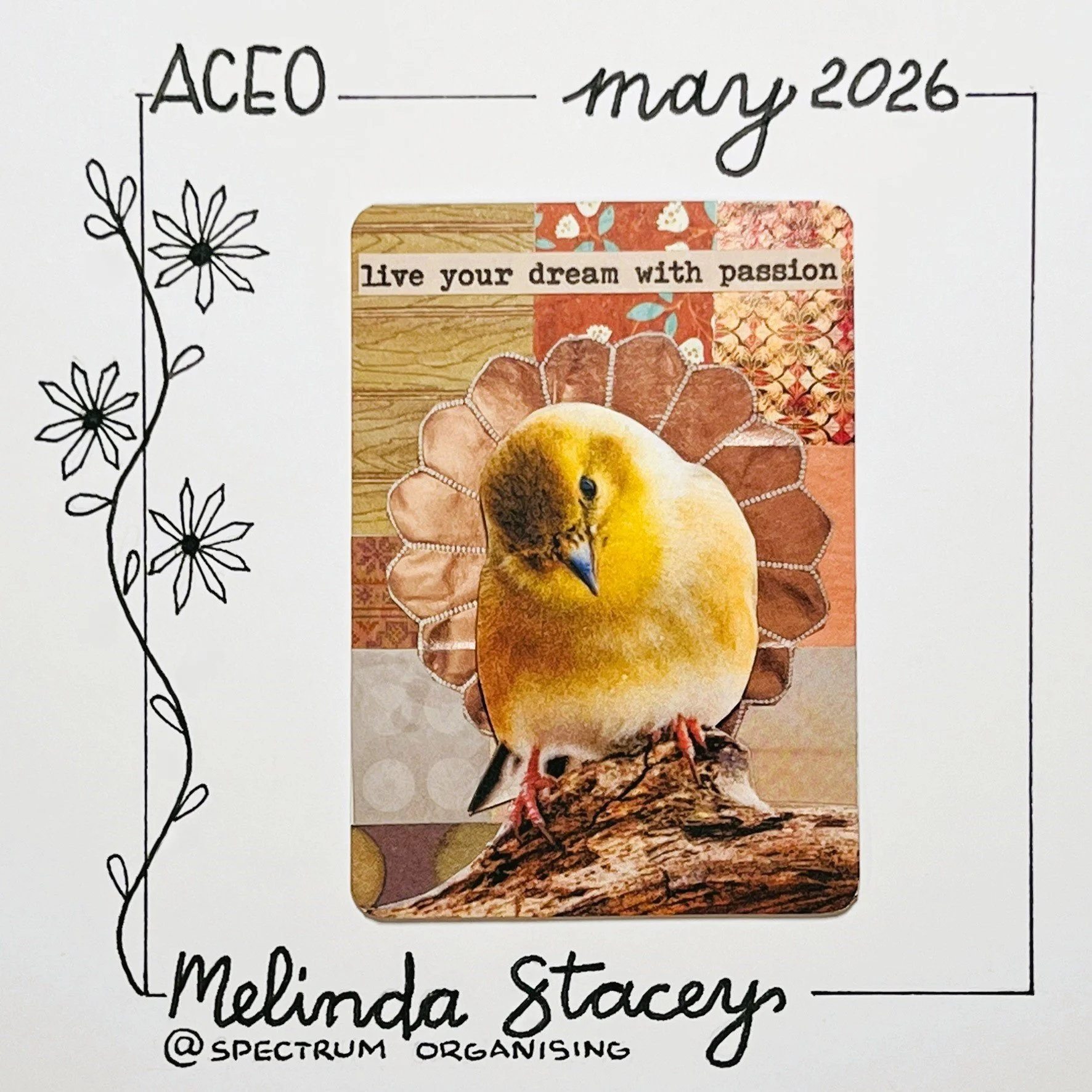 3D Collage ACEO - Yellow Bird - 01/01
