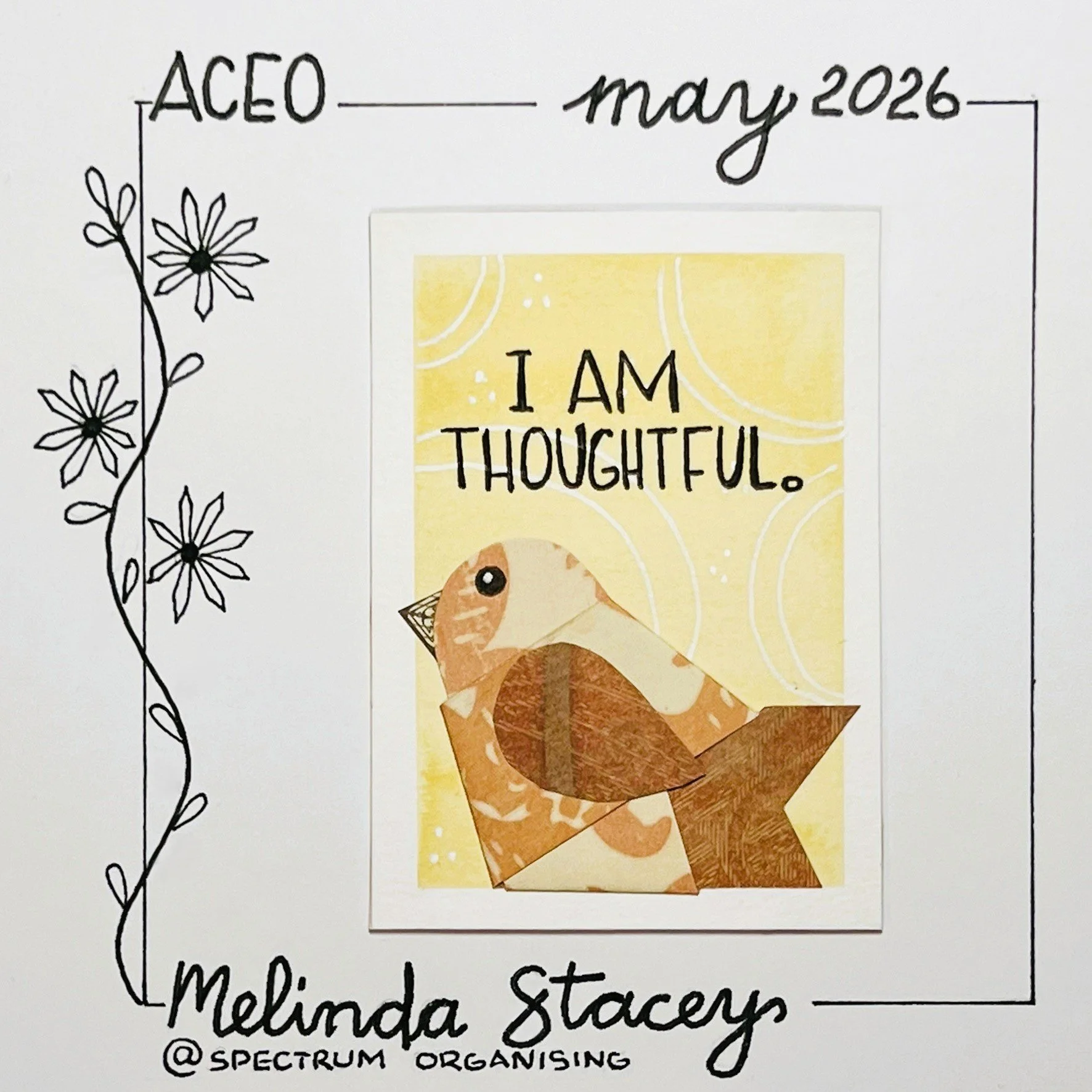 Birdy Affirmation ACEO - I Am Thoughtful - 30/40