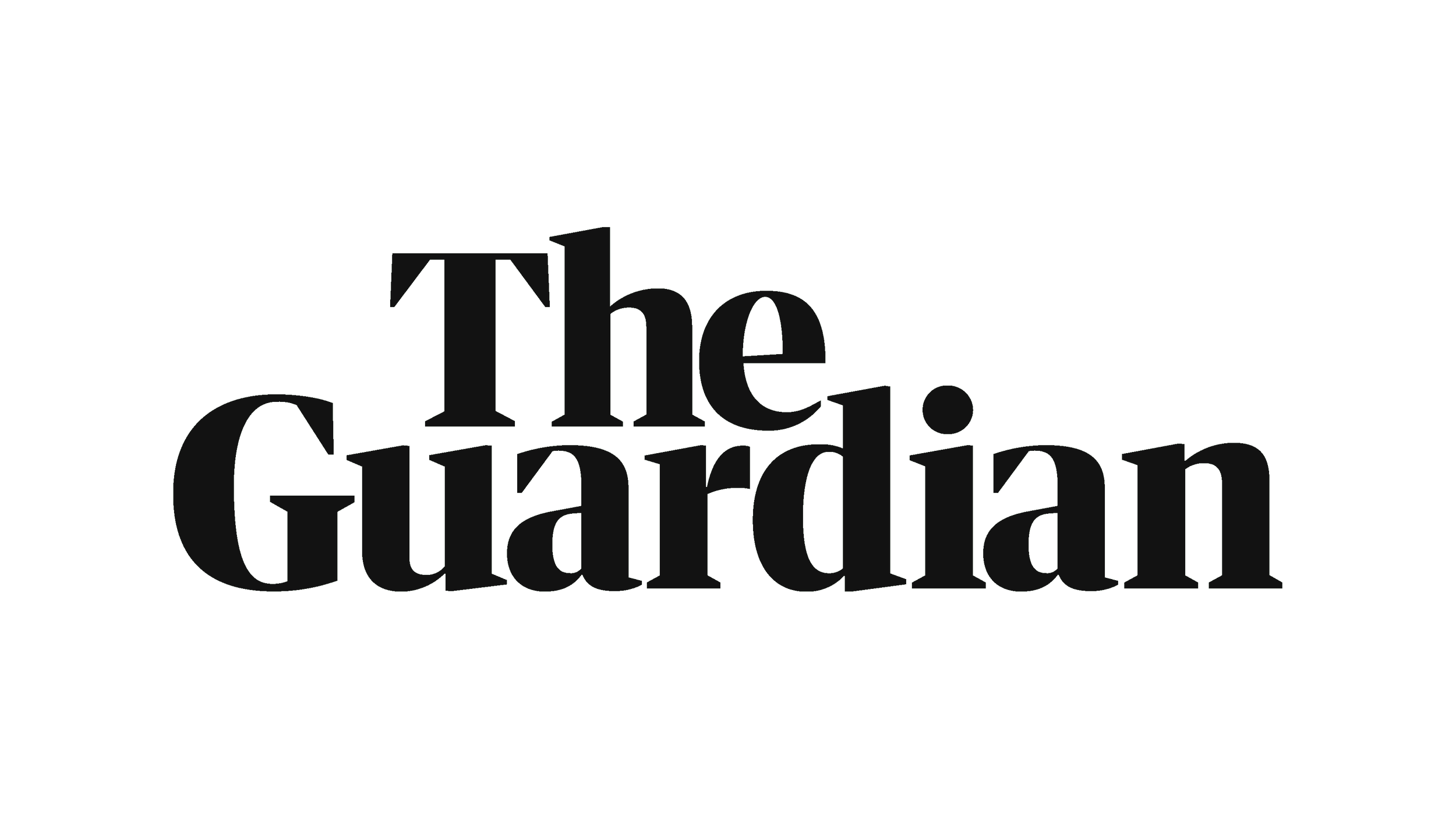 Black text on a transparent background that reads 'The Guardian'.