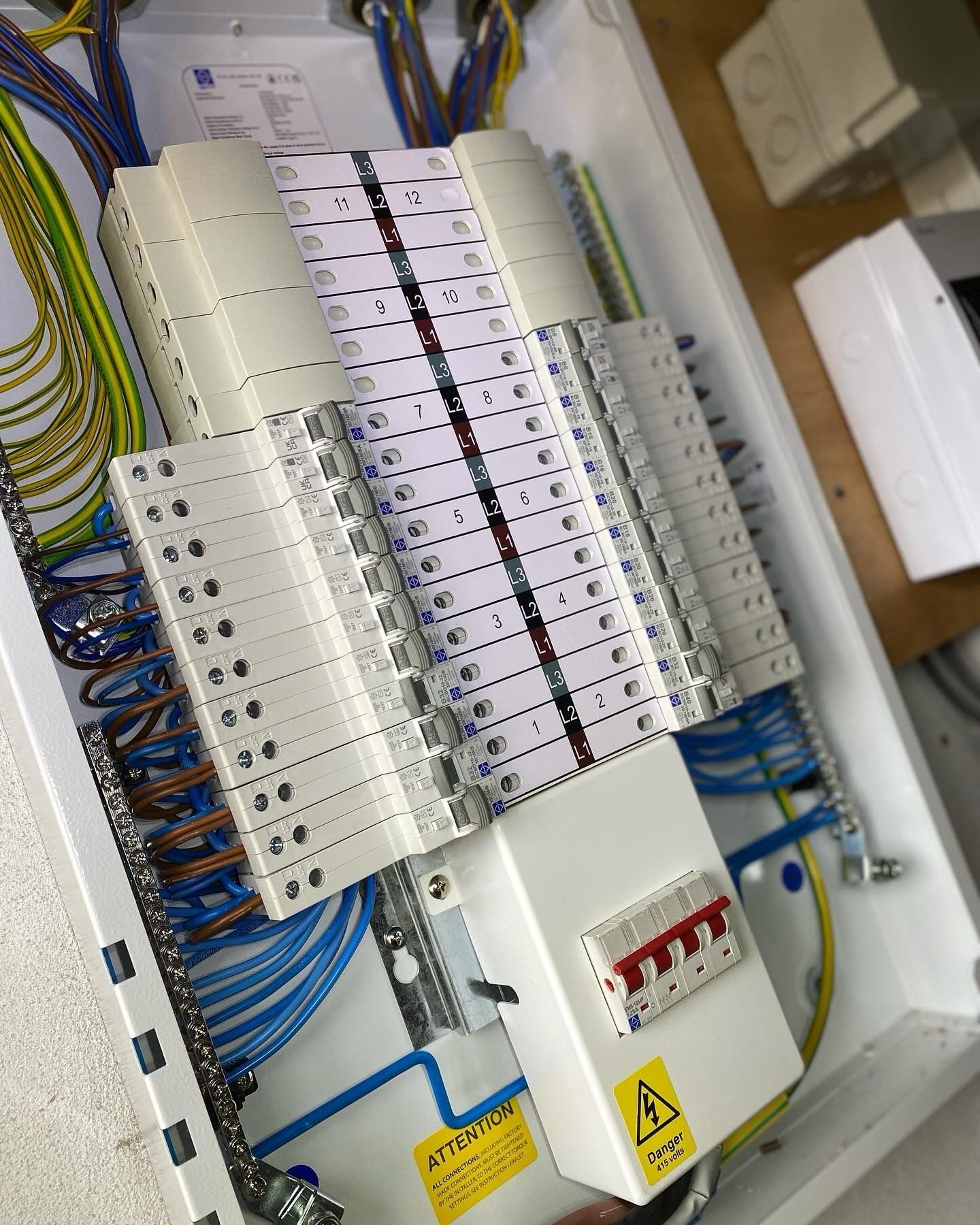 Three - Phase Consumer unit installed for a commercial installation