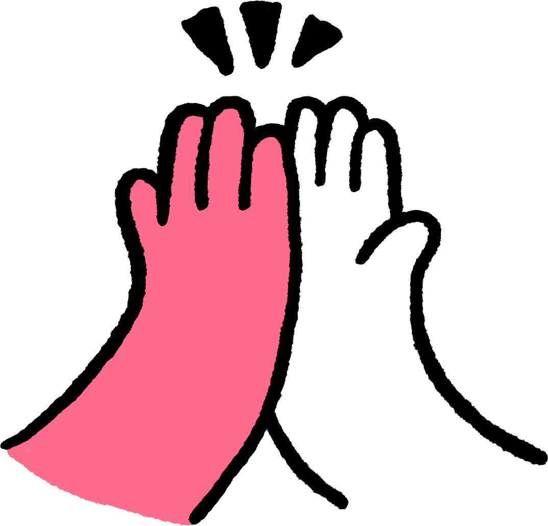 A sketch of two hands high-fiving